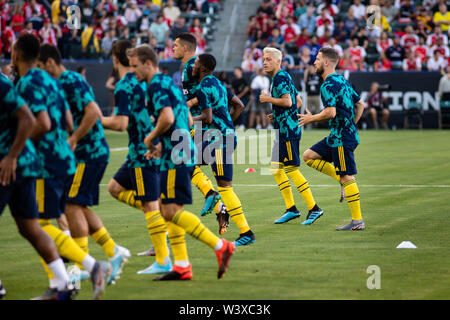Los Angeles, USA. 17. Juli, 2019. Mesut Ozil (10) und Unternehmen pregame gegen Bayern München in der internationalen Champions Cup. Credit: Ben Nichols/Alamy leben Nachrichten Stockfoto