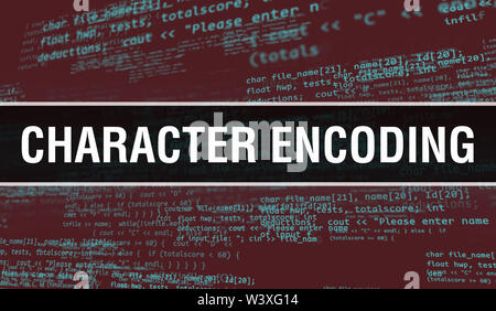 Zeichenkodierung text auf Programmierung code abstract Technologie Hintergrund der Software Entwickler und Computer Skript geschrieben. Zeichenkodierung conce Stockfoto