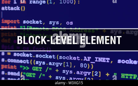 Block-level Element Text auf Programmierung code abstract Technologie Hintergrund der Software Entwickler und Computer Skript geschrieben. Block-level Element con Stockfoto