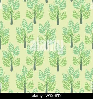 Die nahtlose Vektor Muster mit einfachen Bäume in blassen Pastelltönen Grüns Stock Vektor