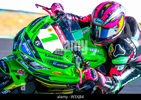 Ana Carrasco während der Ausbildung, ist der aktuelle Meister aus der Kategorie, SS 300 - WSBK 2019 Stockfoto