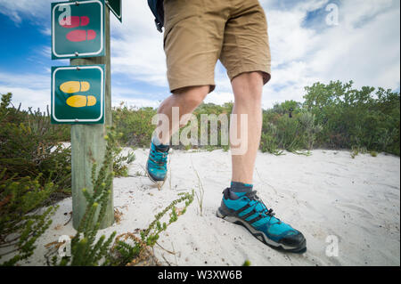 Agulhas National Park schützt Fynbos Lebensraum und bietet Wanderwege und Strand Kämmen in der Nähe von Cape Agulhas, Western Cape, Südafrika. Stockfoto