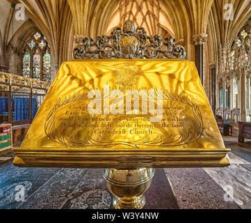 Messing Rednerpult in Brunnen Kathedrale Somerset UK gespendet von Robert Creyghton (Crighton) Dekan der Brunnen von 1660 Stockfoto