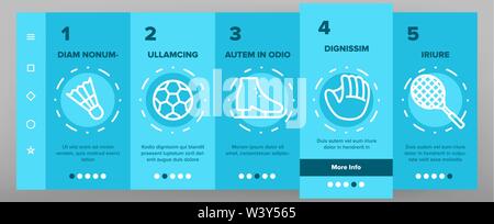 Sport Spiele Equipment Linearvektor Onboarding Stock Vektor