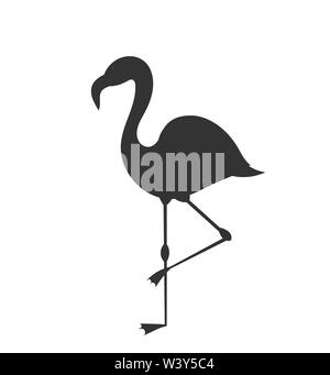 Black Flamingo Vogel silhouette Stehen auf einem Bein. Vektor illustrsation Stock Vektor