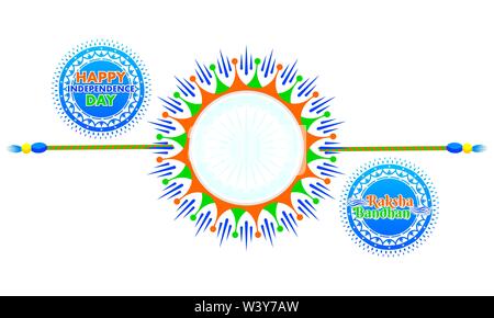 Rakhi, indische Bruder und Schwester festival Raksha Bandhan und glücklichen Tag der Unabhängigkeit Indiens Konzept. Stock Vektor