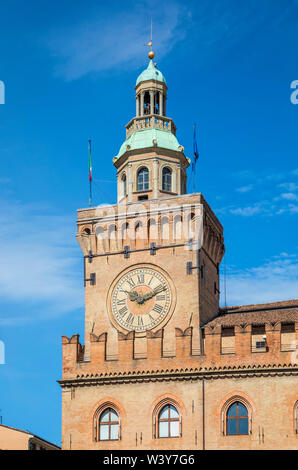 Palazzo d'Accursio (Palazzo Comunale), Piazza Maggiore, Bologna, Emilia-Romagna, Italien Stockfoto