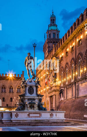 Piazza del Nettuno, Bologna, Emilia-Romagna, Italien Stockfoto