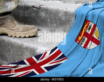 Militärisches Konzept auf dem Hintergrund der Flagge Fidschi Stockfoto