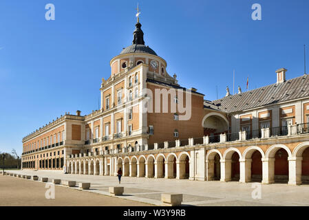 Der königliche Palast von Aranjuez (Palacio Real de Aranjuez) ist eine ehemalige spanische Königliche Residenz aus dem 16. Jahrhundert. Ein Unesco Weltkulturerbe. Aranjuez, Spanien Stockfoto