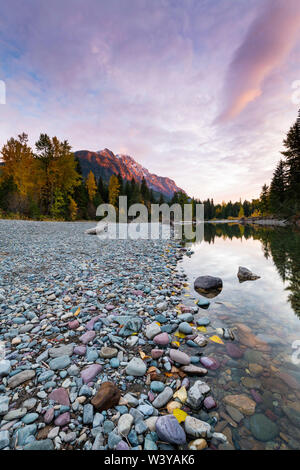 Sonnenuntergang bei Avalanche Creek, Glacier National Park, Montana, USA Stockfoto