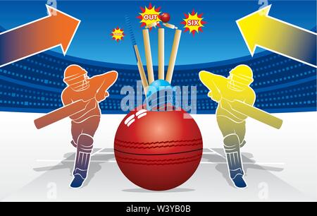 Abstrakte cricket Sport Wettbewerb Grafiken poster Design Stock Vektor