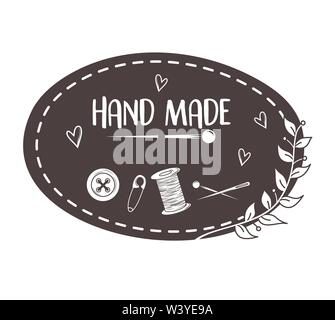 Von Hand nähen Rahmen mit Zubehör Vector Illustration Design Stock Vektor