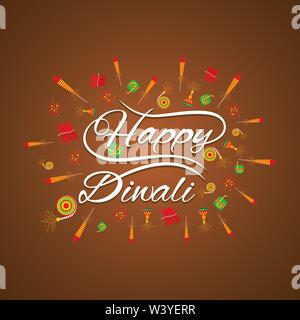 Happy diwali Grußkarte mit Fire cracker Design Stock Vektor
