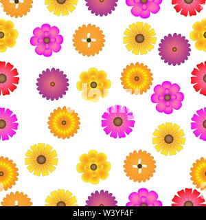 Bunte Blume nahtlose Muster Design Vector auf weißem Hintergrund. Für Mode drucken, Hintergrund, wallpaper. Vector Illustration EPS 10. Stock Vektor