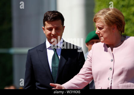 Wolodymyr Selensky, Angela Merkel-Treffen der Dt. Bundeskanzlerin mit dem ukrainischen Praesidenten, Bundeskanzleramt, 18. Juni 2019, Berlin/Volody Stockfoto