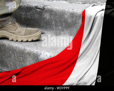 Militärisches Konzept auf dem Hintergrund der Flagge von Sealand, Fürstentum Stockfoto