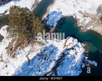 Luftaufnahme von Winter blaue Seen Stockfoto