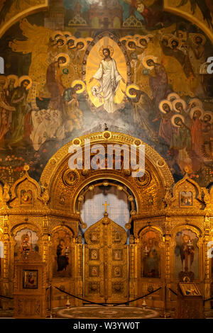 Altar Symbole im St Nicholas Studenten' Kirche, Bukarest, Rumänien Stockfoto