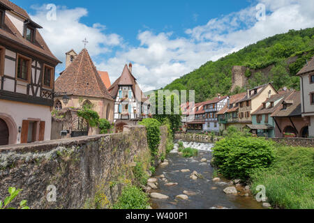 Schöne Aussicht von Keysersberg im Elsass Frankreich Stockfoto