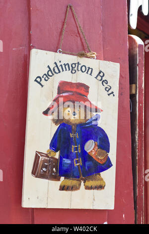 Vintage Paddington Bear Holzbrett Stockfoto