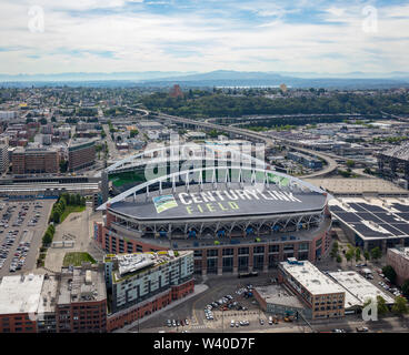 Luftaufnahme von CenturyLink Feld Fußballstadion, Seattle, Washington, Vereinigte Staaten von Amerika Stockfoto