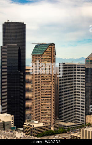 Luftaufnahme der Innenstadt von Seattle, Washington State, USA Stockfoto