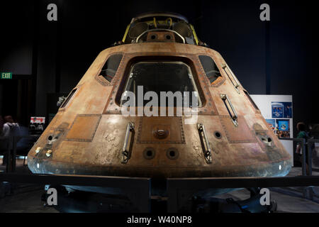 Der Befehl Modul Columbia auf Anzeige während der 'Ziel Mond' Ausstellung im Museum in Seattle, Washington am 18. Juli 2019. Die Ausstellung, die in Zusammenarbeit mit dem Smithsonian Institution vorgestellt, feiert die Apollo-11-Mission während der 50. Jahrestag der Mondlandung. Stockfoto