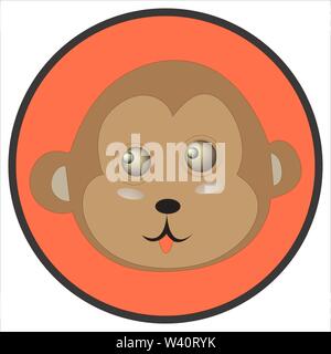 Monkey Face Happy Logo und weißen Hintergrund Vector Illustration Stock Vektor