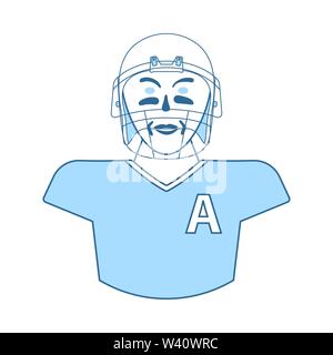 American Football Player Symbol. Dünne Linie mit blauer Füllung Design. Vector Illustration. Stock Vektor