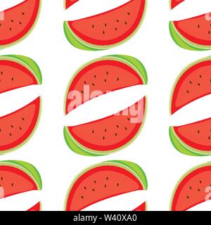 Nahtlose Muster Fliesen cartoon mit Wassermelone Abbildung Stock Vektor