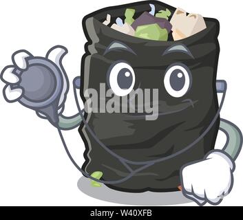 Arzt grabage Beutel mit dem Maskottchen Vektor-illustration isoliert Stock Vektor