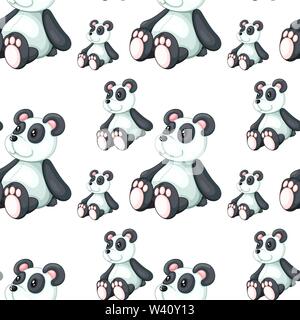 Nahtlose Muster Fliesen cartoon mit Panda Spielzeug Abbildung Stock Vektor