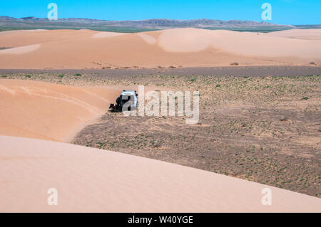 Wüste Gobi road trip: Moltzog Els Sanddünen, Mongolei Stockfoto