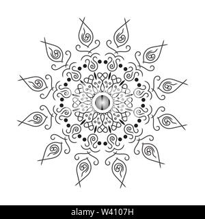 Kreismuster in Form von Mandalas für Henna, Mehndi, Tattoo, Dekoration. Dekorative Ornament in ethnischen orientalischen Stil. Malbuch Seite. Stock Vektor