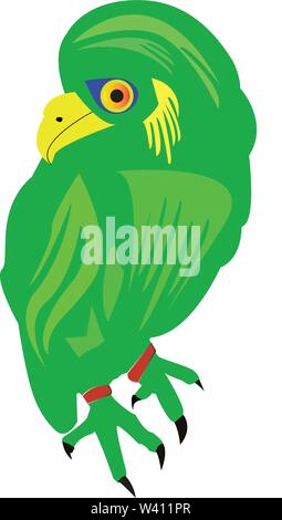 Grüner Vogel auf einem Ast sitzend Stock Vektor