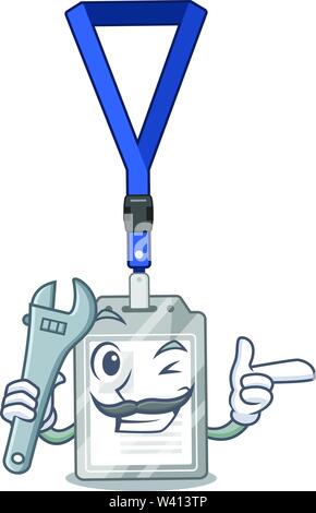 Mechaniker name Tag in der Karikatur wallet Vector Illustration Stock Vektor