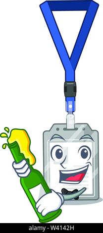 Mit bier Namensschild in der Karikatur wallet Vector Illustration Stock Vektor