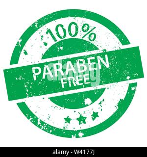 Grüne runde Stempel mit den Worten 100% Parabenfrei auf weißem Hintergrund Stock Vektor