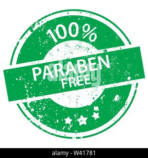 Grüne runde Stempel mit den Worten 100% Parabenfrei auf weißem Hintergrund Stock Vektor