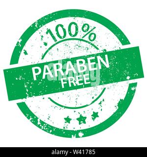 Grüne runde Stempel mit den Worten 100% Parabenfrei auf weißem Hintergrund Stock Vektor