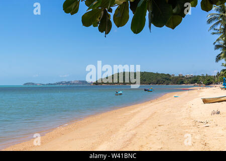 Leeren Strand mit goldenem Sand an der berühmten Fisherman's Village auf der Insel Koh Samui Insel Stockfoto