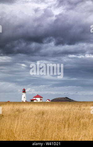 Der Anse a La Cabane, oder Millerand Leuchtturm von Havre Aubert, in Iles de la Madeleine, oder der Magdalen Islands, Kanada. Dies ist die höchste und Ältesten Stockfoto