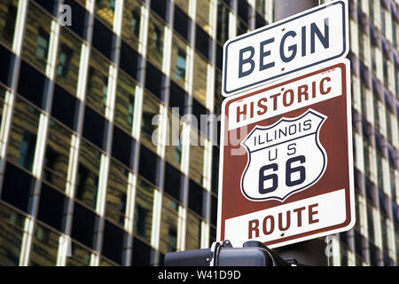 Beginn der Route 66 in Chicago Stockfoto