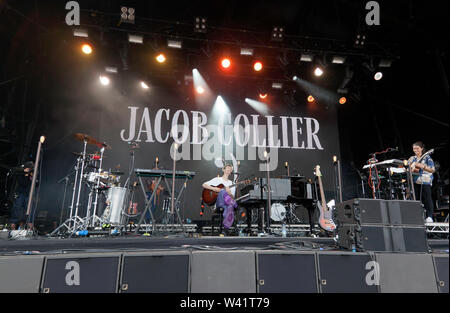 Jakob Collier durchführen auf der Hauptbühne am Tag eine der OnBlackheath Music Festival 2019 Stockfoto