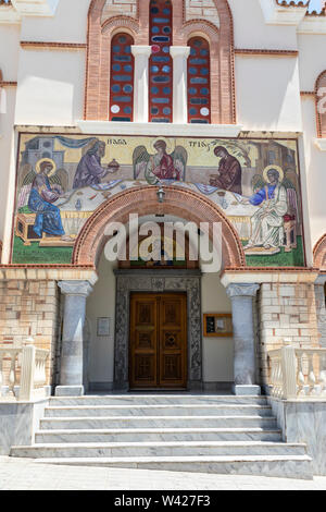 Mosaik der Kathedrale von Agia Triada Agios Nikolaos, Kreta, Griechenland Stockfoto