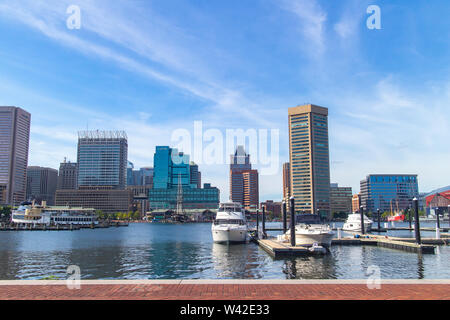 Baltimore Skyline vom Federal Hill. Stockfoto