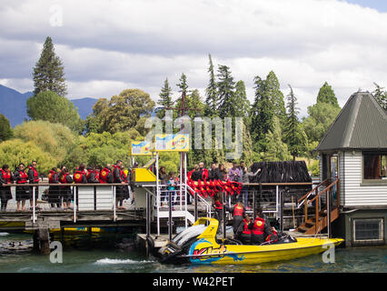 Jet Bootsfahrt in Queenstown, Neuseeland Stockfoto