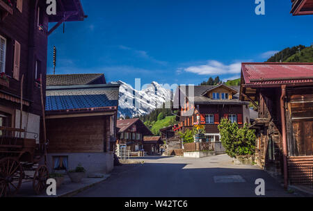 Blick auf die Berge von Mürren in der Schweiz Stockfoto