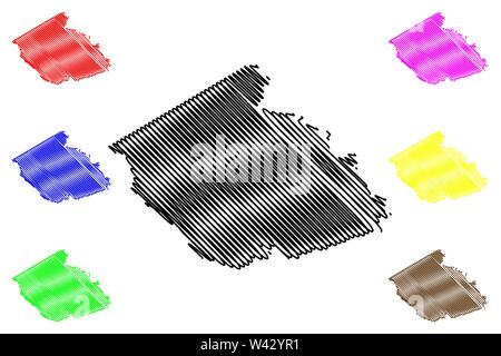 Burleson County, Texas (Grafschaften in Texas, USA, USA, USA, USA) Karte Vektor-illustration, kritzeln Skizze Burleson Karte Stock Vektor